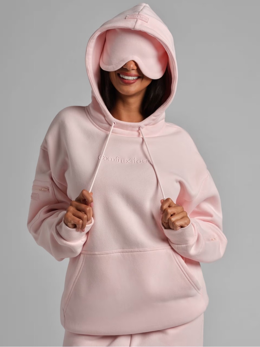 Comfrt x Tarte Pale Pink Relaxed Pullover Hoodie and jogger set